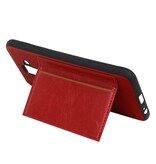 Couverture Arrière Portrait 1 Cartes pour Galaxy A6 Plus 2018 Rouge