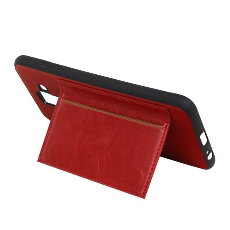 Couverture Arrière Portrait 1 Cartes pour Galaxy A6 Plus 2018 Rouge
