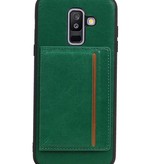 Staand Back Cover 1 Pasjes voor Galaxy A6 Plus 2018 Groen