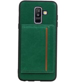 Staand Back Cover 1 Pasjes voor Galaxy A6 Plus 2018 Groen