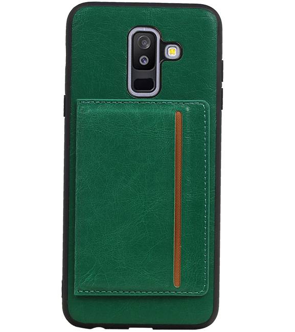 Portrait Back Cover 1 Carte per Galaxy A6 Plus 2018 Verde