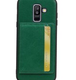 Portræt Bag Cover 1 Kort til Galaxy A6 Plus 2018 Green