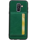 Staand Back Cover 1 Pasjes voor Galaxy A6 Plus 2018 Groen