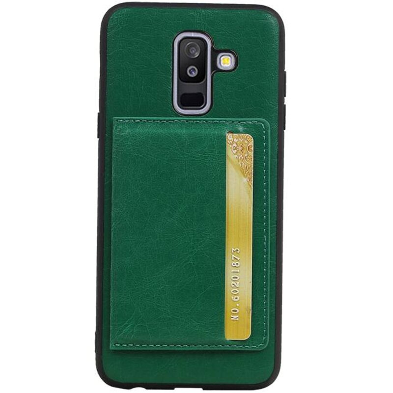 Staand Back Cover 1 Pasjes voor Galaxy A6 Plus 2018 Groen