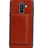 Portræt Bag Cover 1 Kort til Galaxy A6 Plus 2018 Brown