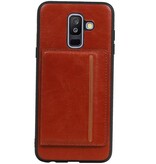 Portrait Back Cover 1 Carte per Galaxy A6 Plus 2018 Brown