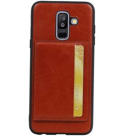 Portrait Back Cover 1 Carte per Galaxy A6 Plus 2018 Brown