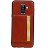 Portrait Back Cover 1 Carte per Galaxy A6 Plus 2018 Brown