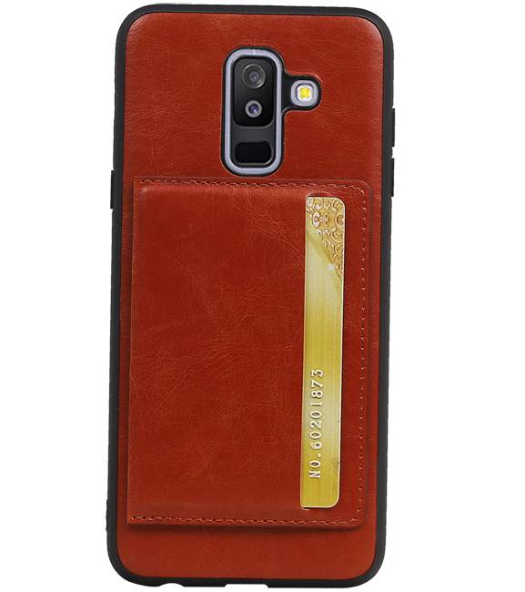 Portrait Back Cover 1 Cards for Galaxy A6 Plus 2018 Brown
