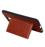 Portrait Back Cover 1 Carte per Galaxy A6 Plus 2018 Brown