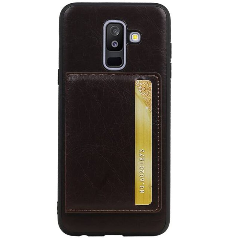 Stående bagside Cover 1 Kort til Galaxy A6 Plus 2018 Mocca