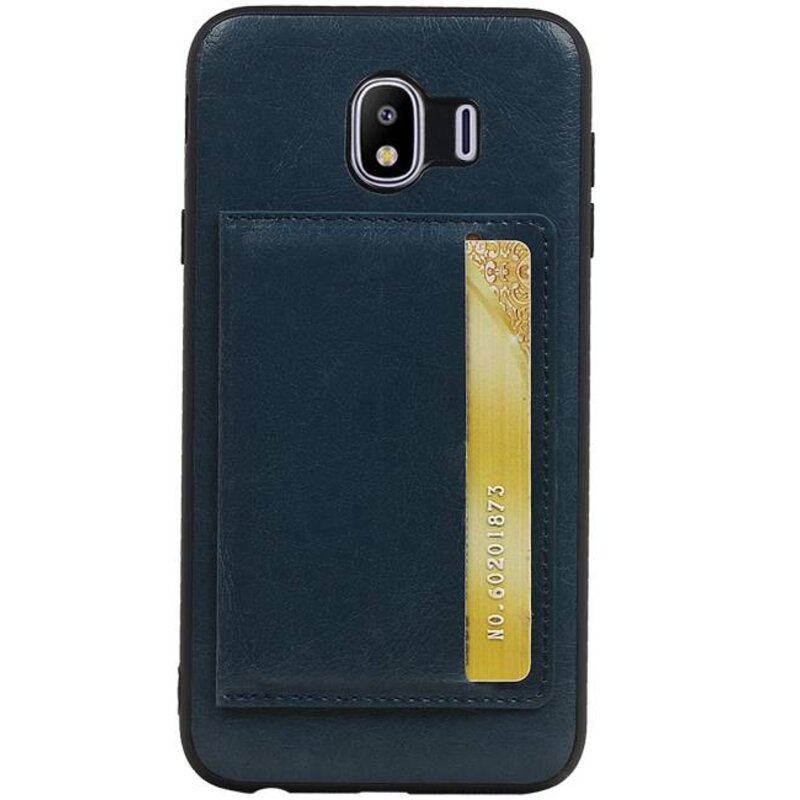Staand Back Cover 1 Pasjes voor Galaxy J4 Navy