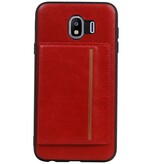 Staand Back Cover 1 Pasjes voor Galaxy J4 Rood