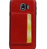 Staand Back Cover 1 Pasjes voor Galaxy J4 Rood