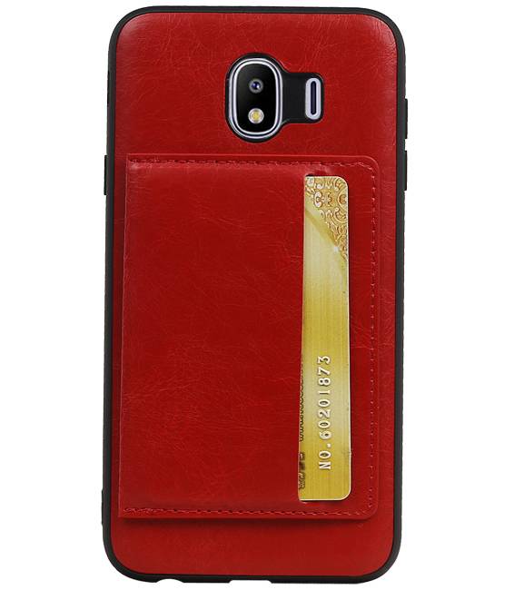 Staand Back Cover 1 Pasjes voor Galaxy J4 Rood