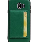 Staand Back Cover 1 Pasjes voor Galaxy J4 Groen