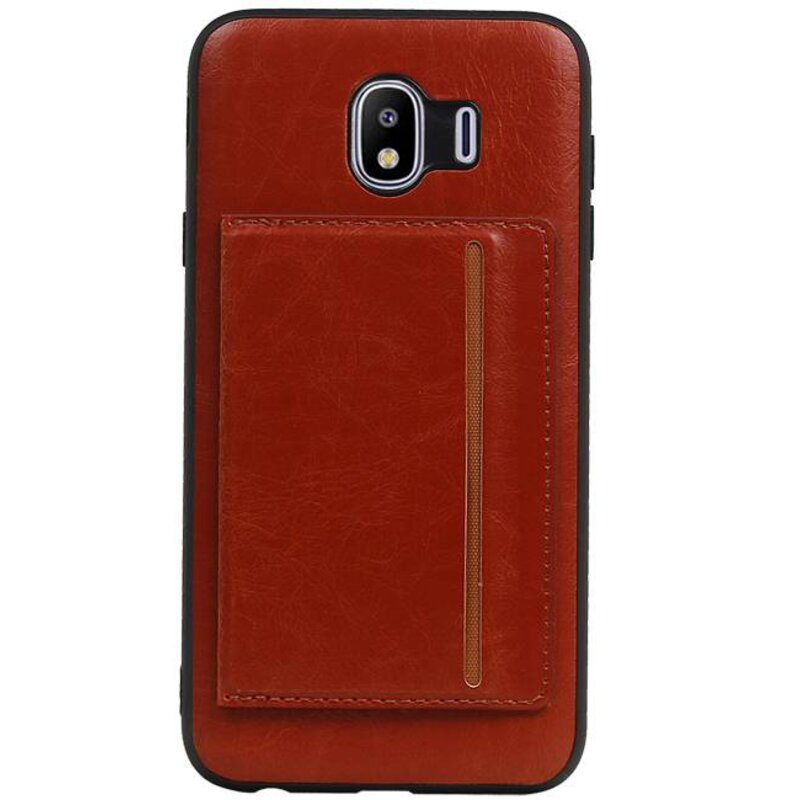 Staand Back Cover 1 Pasjes voor Galaxy J4 Bruin