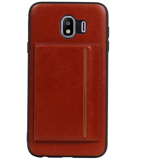 Staand Back Cover 1 Pasjes voor Galaxy J4 Bruin