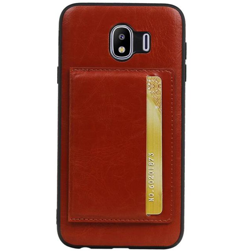 Staand Back Cover 1 Pasjes voor Galaxy J4 Bruin