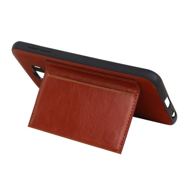 Staand Back Cover 1 Pasjes voor Galaxy J4 Bruin