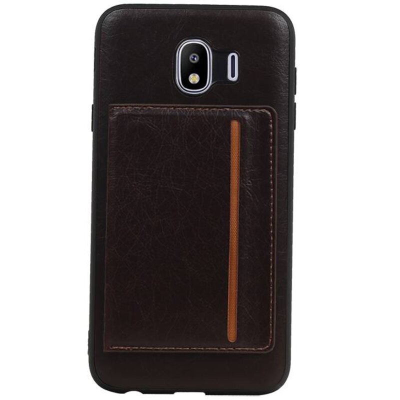 Staand Back Cover 1 Pasjes voor Galaxy J4 Mocca