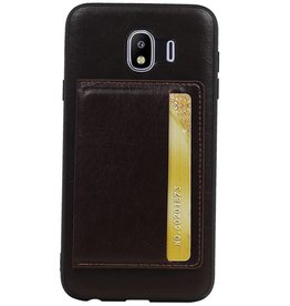 Staand Back Cover 1 Pasjes voor Galaxy J4 Mocca
