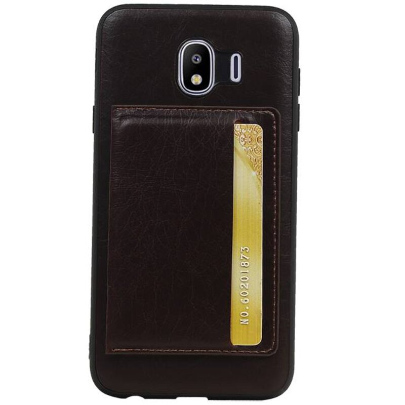 Staand Back Cover 1 Pasjes voor Galaxy J4 Mocca
