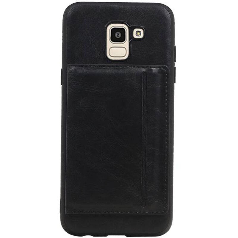 Couverture Arrière Portrait 1 Cartes pour Galaxy J6 Noir