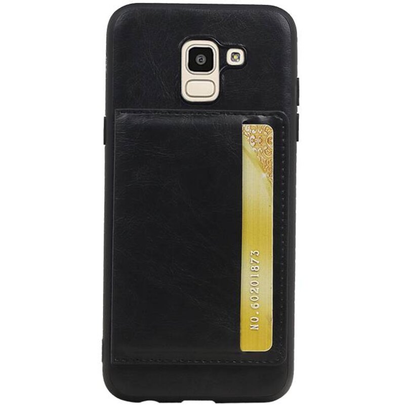 Couverture Arrière Portrait 1 Cartes pour Galaxy J6 Noir