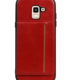 Staand Back Cover 1 Pasjes voor Galaxy J6 Rood