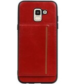 Retrato de la contraportada 1 tarjetas para Galaxy J6 rojo