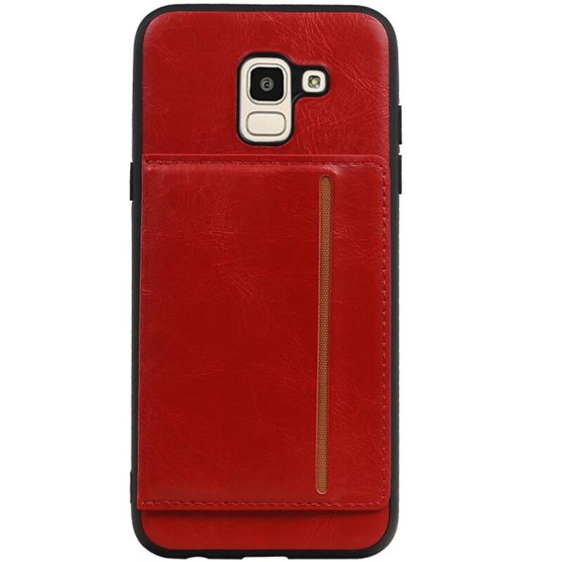 Retrato de la contraportada 1 tarjetas para Galaxy J6 rojo