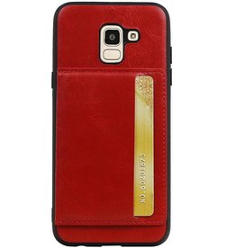 Couverture Arrière Portrait 1 Cartes pour Galaxy J6 Rouge