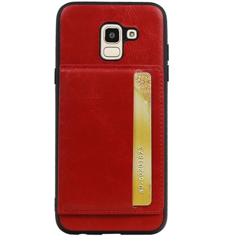 Couverture Arrière Portrait 1 Cartes pour Galaxy J6 Rouge