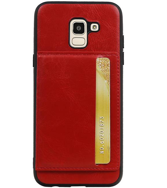 Staand Back Cover 1 Pasjes voor Galaxy J6 Rood