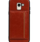 Staand Back Cover 1 Pasjes voor Galaxy J6 Bruin