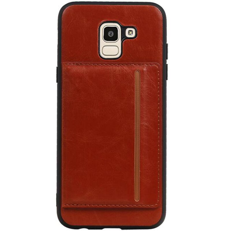 Retrato de la contraportada 1 tarjetas para Galaxy J6 Marrón