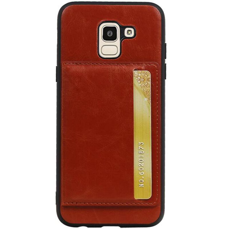 Retrato de la contraportada 1 tarjetas para Galaxy J6 Marrón