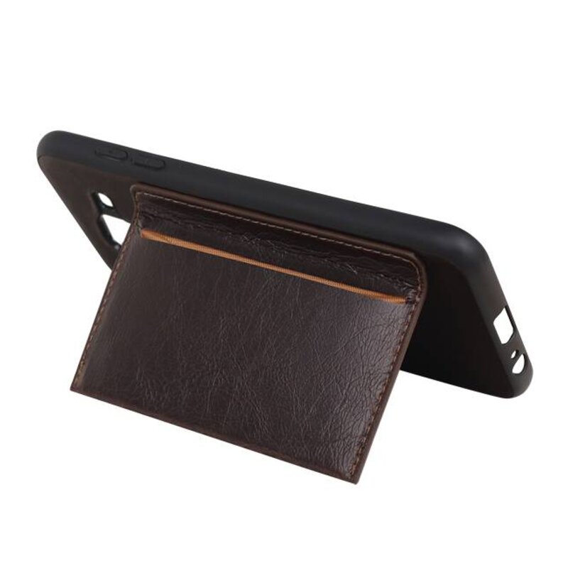 Staand Back Cover 1 Pasjes voor Galaxy J6 Mocca