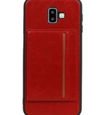 Staand Back Cover 1 Pasjes voor Galaxy J6 Plus Rood