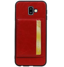 Couverture Arrière Portrait 1 Cartes pour Galaxy J6 Plus Rouge