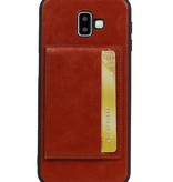 Staand Back Cover 1 Pasjes voor Galaxy J6 Plus Bruin