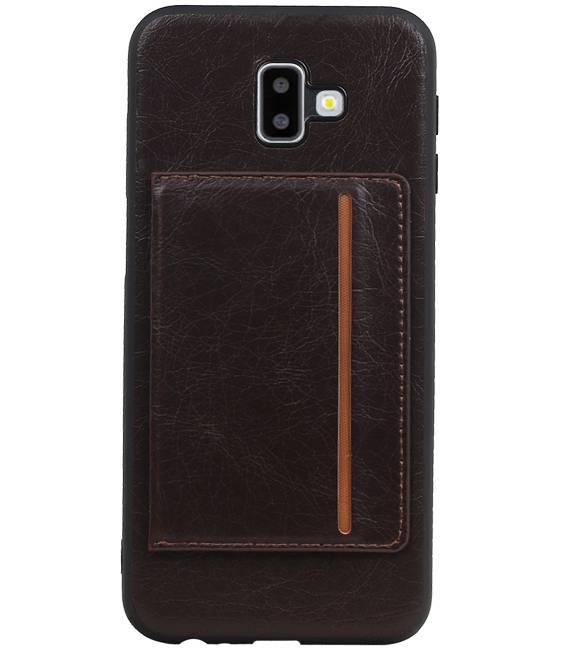 Staand Back Cover 1 Pasjes voor Galaxy J6 Plus Mocca