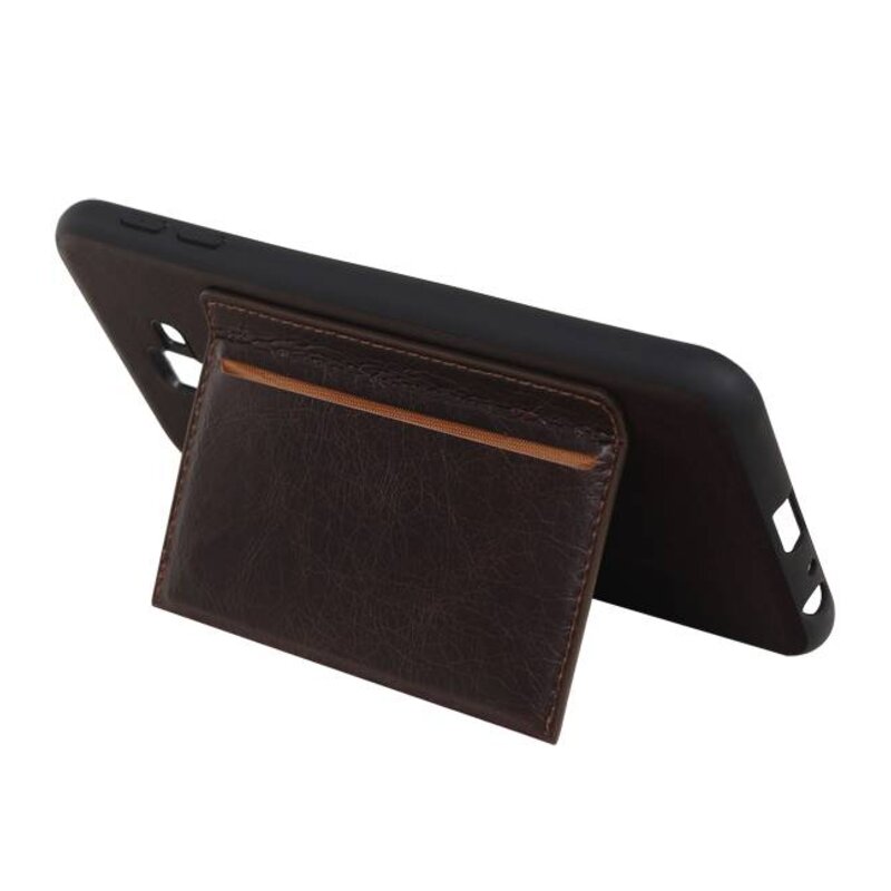 Staand Back Cover 1 Pasjes voor Galaxy J6 Plus Mocca