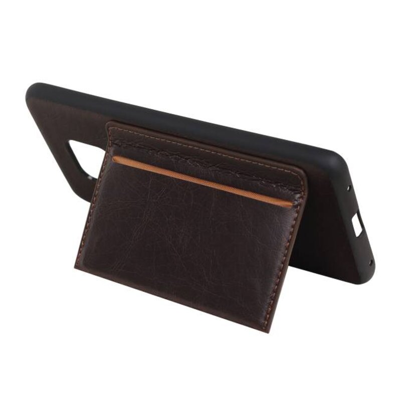Staand Back Cover 1 Pasjes voor Huawei Mate 20 Lite Mocca