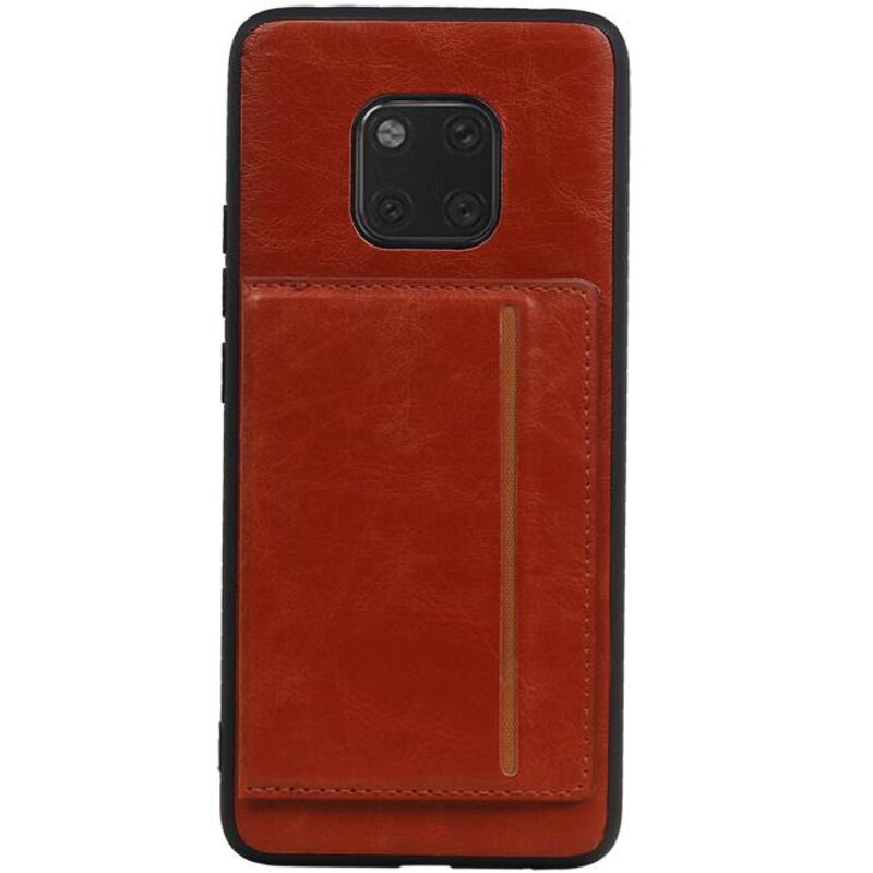 Staand Back Cover 1 Pasjes voor Huawei Mate 20 Pro Bruin