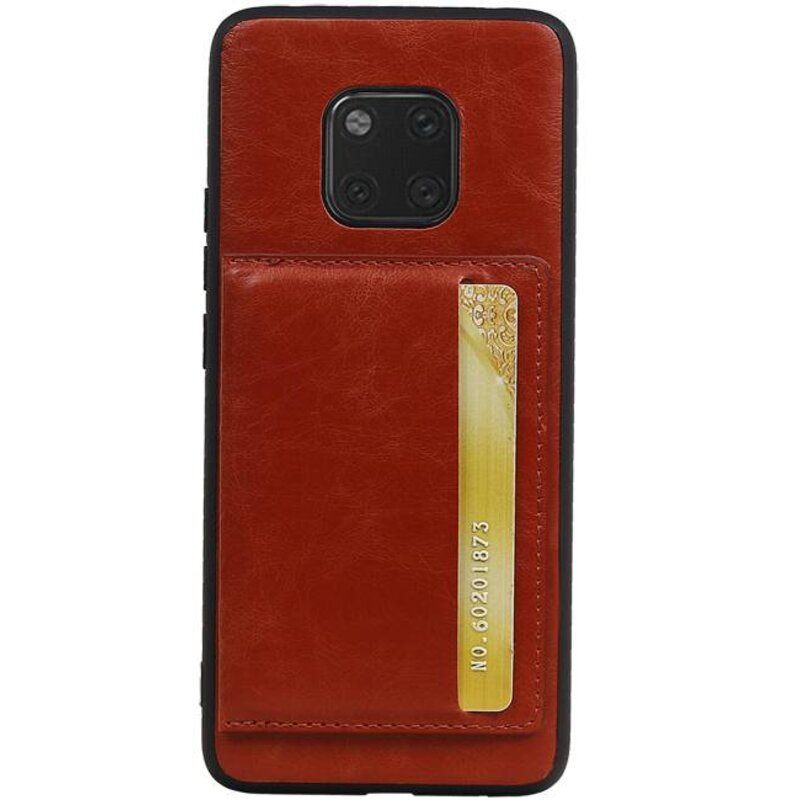 Staand Back Cover 1 Pasjes voor Huawei Mate 20 Pro Bruin