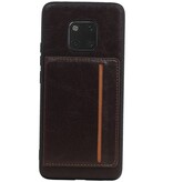 Staand Back Cover 1 Pasjes voor Huawei Mate 20 Pro Mocca