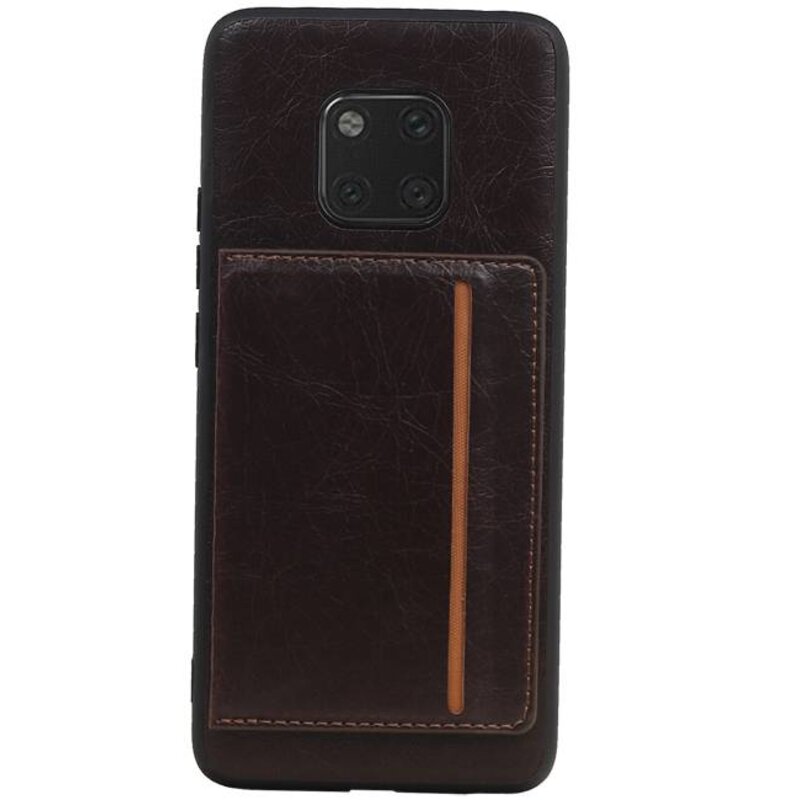 Staand Back Cover 1 Pasjes voor Huawei Mate 20 Pro Mocca