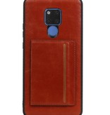 Staand Back Cover 1 Pasjes voor Huawei Mate 20 X Bruin